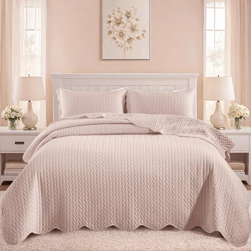 IR Imperial Rooms - Juego de colcha individual de tamaño (68" x 86") + 1 funda de almohada (20" x 26" + 2") - 2 piezas, cubrecama reversible ligera