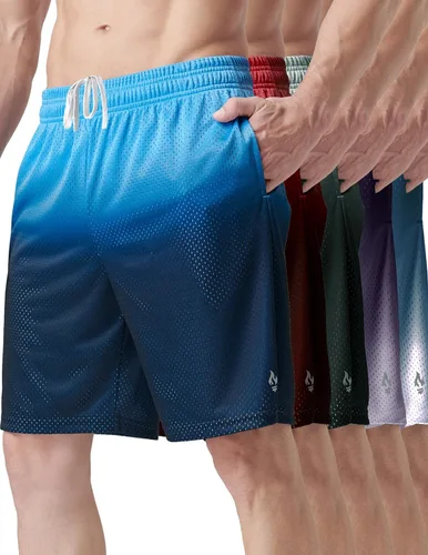 Liberty Pro Paquete de 5 pantalones cortos deportivos para hombre, pantalones cortos de baloncesto de malla de 9 pulgadas para hombre, pantalones