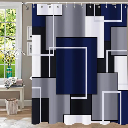 Miniatura 19 de Cortina de ducha, cortinas de eucalipto púrpura para baño, cortinas de baño con hojas en acuarela lavables, impermeables, juego de cortinas de hojas