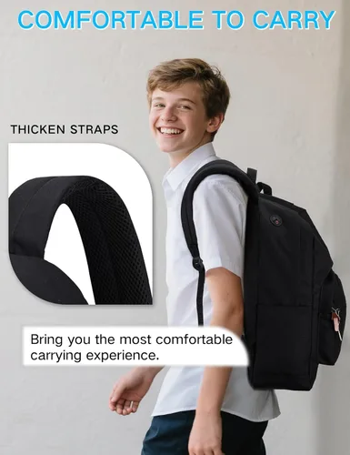 Miniatura 6 de RAVUO Mochila escolar para adolescentes, niños y niñas, grande de 20 litros, resistente al agua, 15.6 pulgadas, con bolsillo trasero antirrobo, 10