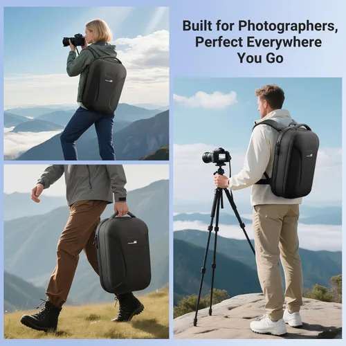 Miniatura 9 de Mochila de cámara para fotógrafo, 22L de gran capacidad, bolsa para cámara digital profesional con compartimento para laptop de 15 pulgadas