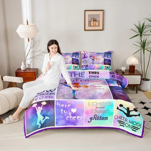 Miniatura 53 de Manfei - Juego de edredón para amantes de la gimnasia y la danza, tamaño individual, juego de ropa de cama romántica con diseño de cielo estrellado