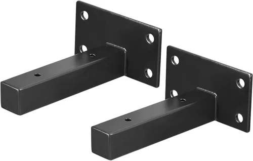 uxcell Soportes de estante flotantes, 2 soportes de metal industriales de 4 pulgadas para estantes montados en la pared, color negro