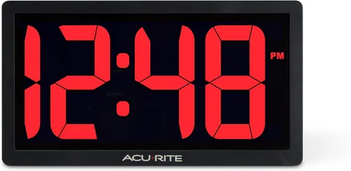AcuRite 75099M Reloj LED digital de 10 pulgadas con atenuación automática de brillo, rojo 10.0 in / rojo