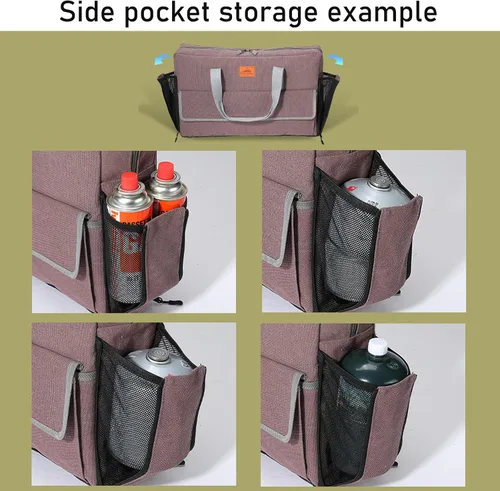 Miniatura 5 de CAMPINGMOON - Funda de transporte para estufa de campamento Coleman de 2 quemadores, lona CM-B, bolsillos para combustible de gas
