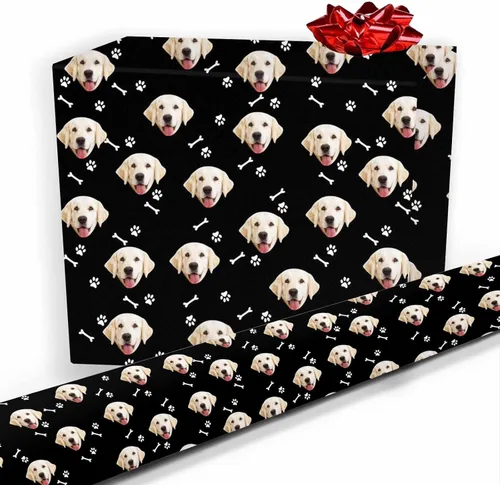 Miniatura 15 de Papel de regalo personalizado, divertido papel de regalo para cara, foto, nombre, Día del Padre, rollo de regalo para papá, hombres, mujeres, niños