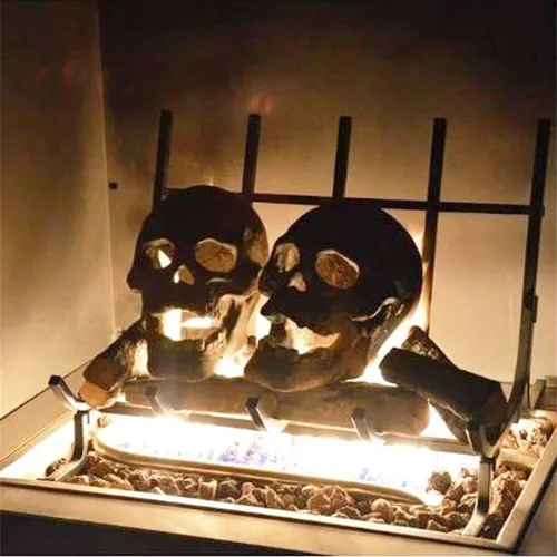 Miniatura 3 de 2022 Nueva Calavera Humana Aterradora para Hoguera, Calavera Humana Imitada Resistente al Fuego de Cerámica, Calaveras para Hogueras Reutilizables