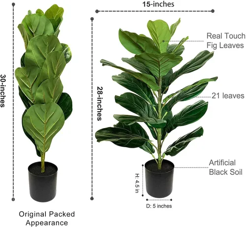 Miniatura 6 de Árbol de higuera de hoja de violín artificial y ficus de lira para decoración de oficina en el hogar, 30 pulgadas
