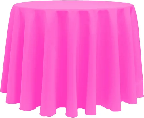 Miniatura 9 de ULTIMATE TEXTILE Mantel redondo de lino de poliéster de 120 pulgadas, color rosa neón