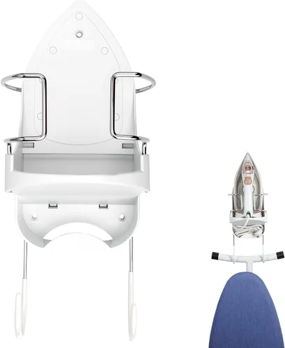 Alpinista Colgador de tabla de planchar con soporte de pared, organizador de almacenamiento para lavandería, soporte de pared para tabla de Blanco