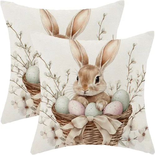 Miniatura 9 de AEIOAE - Juego de 2 fundas cuadradas de almohadones de lino para otoño con calabaza en tono naranja quemado y blanco, para decoración al aire libre