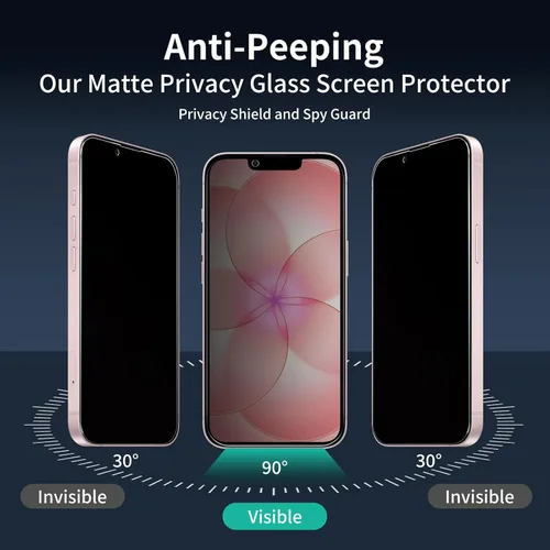 Miniatura 4 de Paquete de 2 protectores de pantalla de vidrio templado mate para iPhone 17e/16e/13 Pro/13/14, película de vidrio templado mate antirreflejos