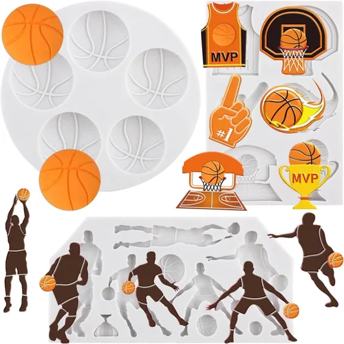 Miniatura 12 de Sijiangmold Moldes de silicona para pelotas deportivas, fútbol, béisbol, baloncesto, rugby, tenis, fondant, bolas de golf, molde de caramelo