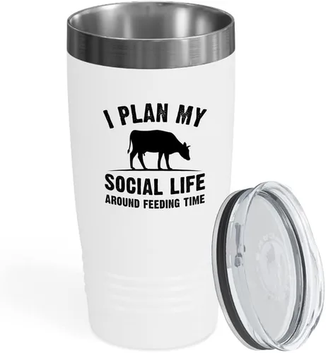 Miniatura 25 de Dairy Farmer - Vaso vikingo negro de 20 onzas – I Plan My Social Life – Farmhouse Country Boy Girl Tractor Flower Valley Backyard Cluck Hens Barn