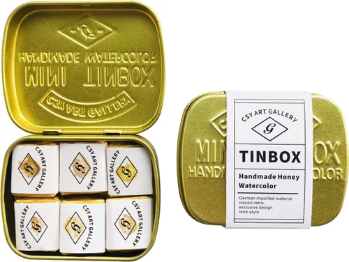 Miniatura 4 de Juego de 6 pinturas de acuarela metálicas, color dorado brillante, calidad de artista, perfecto para adultos, estudiantes, aficionados (Earth Golden)
