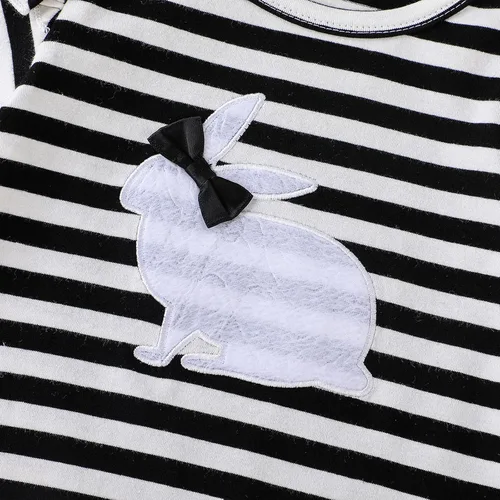 Miniatura 4 de AIMAOMI Toddler Girls Easter Outfits Rabbit Printed Striped T-shirt Tops Suspenders Skirts Girl Spring Outfit