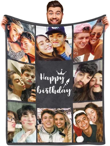 Miniatura 11 de Envío al día siguiente, manta personalizada con foto para regalos de novia, novio, manta con foto personalizada de esposa para regalos de cumpleaños