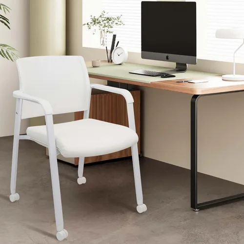 Miniatura 12 de CLATINA Juego de 2 sillas apilables con respaldo de malla con asiento de tela tapizado y soporte lumbar ergonómico para oficina, escuela, iglesia