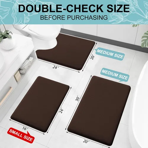 Miniatura 3 de Smiry Tapete de baño de espuma viscoelástica de 30 x 20 pulgadas, extra suave y absorbente, antideslizante, lavable para suelo, ducha y bañera