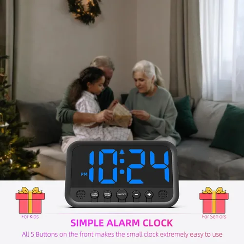 Miniatura 5 de Pequeño reloj digital LED para dormitorio, reloj despertador fuerte para adultos y adolescentes que duermen mucho Reloj de escritorio eléctrico