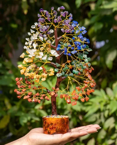 Miniatura 2 de Árbol de la vida de 7 chakras, árbol de dinero Feng Shui, árbol de piedras preciosas para energía positiva, árbol de cristal de siete chakras, atrae