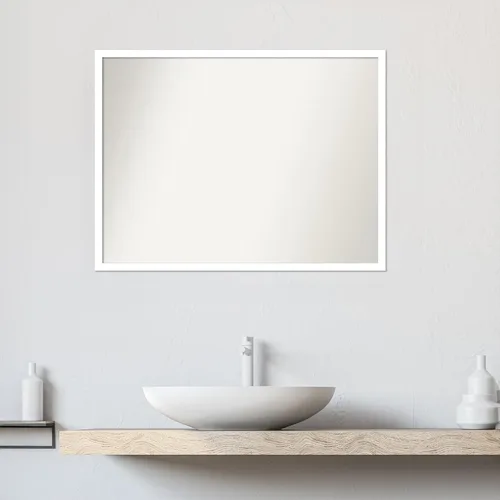 Miniatura 111 de Amanti Art Espejo de baño blanco para sobre el fregadero, 32 x 45 pulgadas, espejo de tocador rectangular blanco esbelto, marco de madera moderno
