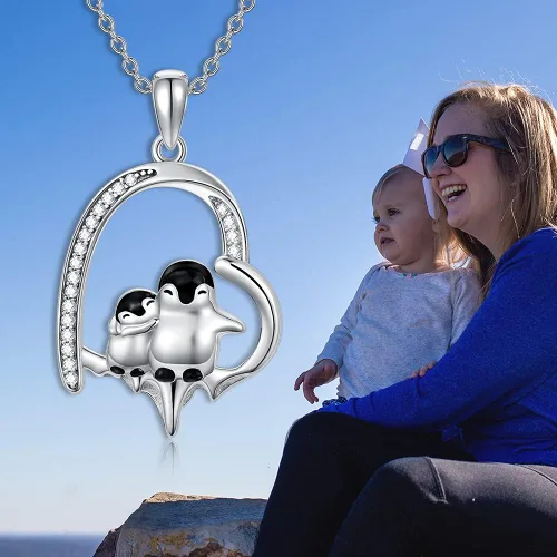 Miniatura 6 de Pingüinosperezosospandasbúhospanda rojojirafagatosllamasdinosaurioosocerdo monoconejito de Pascua, regalos de pingüinos, plata de ley 925, joyería