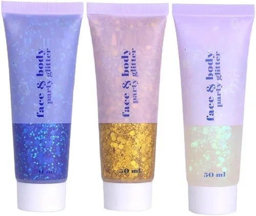 Miniatura 7 de Brillantina para la cara azul, traje de neón brillante, para fiesta, lentejuelas holográficas, maquillaje en gel con purpurina corporal (01# azul)