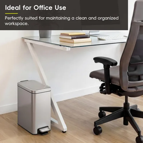 Miniatura 4 de EKO Cubo de basura pequeño para baño con tapa, cierre suave, pedal escalonado, cubo de basura de acero inoxidable de 10 litros/2.6 galones con cubo
