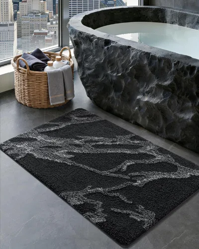 Miniatura 19 de DEXI Alfombra de baño de 17 x 30 pulgadas, suave y absorbente, antideslizante, lavable a máquina, alfombra de baño para suelo de ducha, bañera, Beige