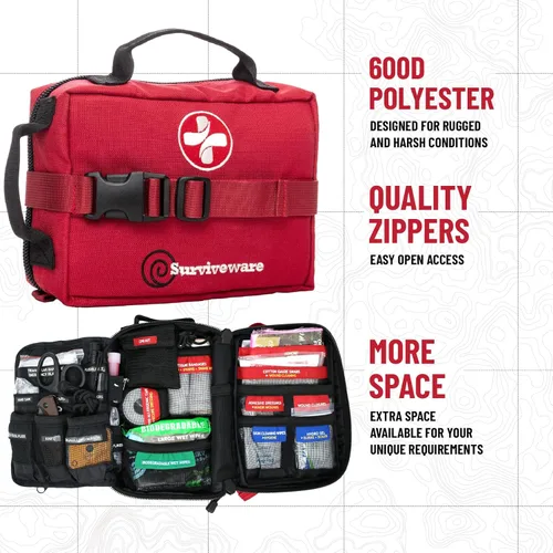 Miniatura 4 de Surviveware 119 Pcs Comprehensive Premium Survival First Aid Kit - Medical Emergency Kit for Travel Camping Gear, Home Essentials & Outdoor