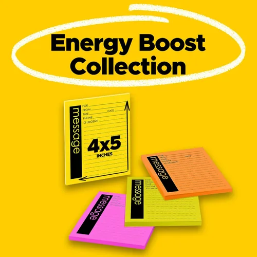 Miniatura 2 de Post-it Notas súper adhesivas, mensaje telefónico, 4 x 5 pulgadas, 4 blocs, 2 veces el poder de adherencia, colección Energy Boost, forradas