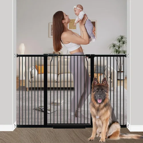 Miniatura 9 de Puerta de bebé extra alta de 40.55" para escaleras - 40.6"-54.7" de ancho 1.37" de espaciado ultra estrecho Puerta extra ancha para gatos y perros