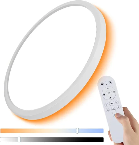 Miniatura 11 de Lámpara de techo LED regulable con control remoto, 24 W, 2640 lúmenes, 12 pulgadas, luz nocturna cálida de 2000 K y 3000 K-6500 K, moderna lámpara