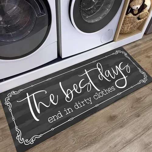 Miniatura 34 de KOZYFLY Alfombra Antideslizante para Lavandería de 20"x60", Alfombras de Cocina Lavables, Alfombra de Lavandería Impermeable, Alfombra para Marrón