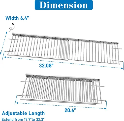 Miniatura 4 de Uniflasy Rejilla de calentamiento universal de 20.6 a 32.08 pulgadas, rejilla superior para parrilla Nexgrill, Dynaglo, Cuisinart, Monument 4/5
