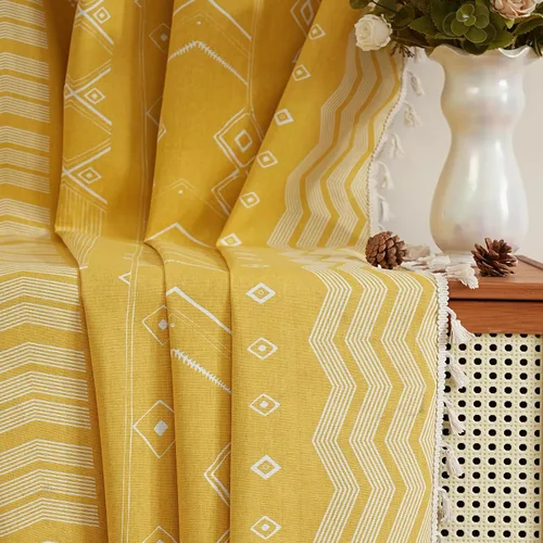 Miniatura 2 de ColorBird Cortinas Opacas Amarillas Bohemias 2 Paneles 84 Pulgadas de Largo Aislamiento Térmico Bohemio Azteca Tratamiento de Ventana Estampadas