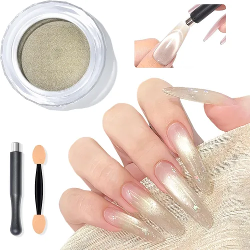 Miniatura 10 de SAVILAND Polvo para uñas cromado plateado - 1g Polvo cromado efecto espejo metálico para uñas de gel, pigmento para manicura y arte en uñas, polvo
