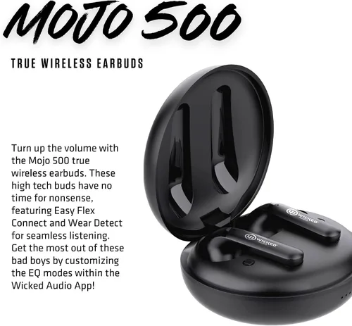 Miniatura 3 de Wicked Audio Auriculares Bluetooth inalámbricos Mojo 500 True Micrófonos de llamada claros Batería de larga duración Aplicación móvil Modos
