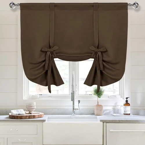 Miniatura 37 de DWCN Cortinas Opacas - Persiana Enrollable con Lazos para Ventana, Aislamiento Térmico, Oscurecimiento de Habitación, Cortinas con Bolsillo