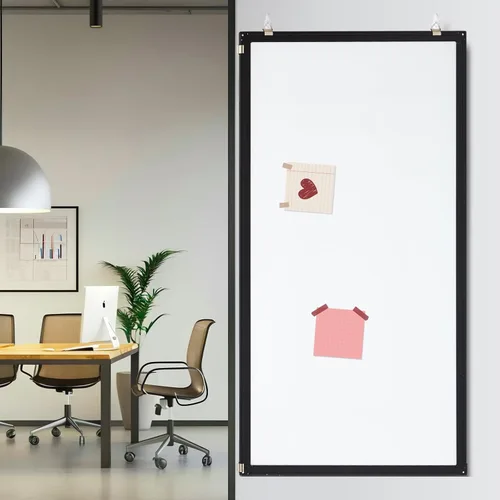 Miniatura 11 de Magnetic Cubicle Whiteboard Wall Mount Dry Erase Board Long Board Black Aluminum Frame Hook Mounting System(24"x20")