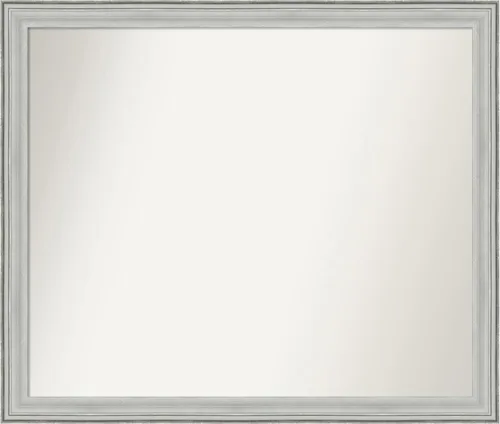 Miniatura 275 de Amanti Art Espejo de baño plateado para sobre fregadero, 25 x 25 pulgadas, espejo de tocador cuadrado estrecho de níquel cepillado, marco de madera
