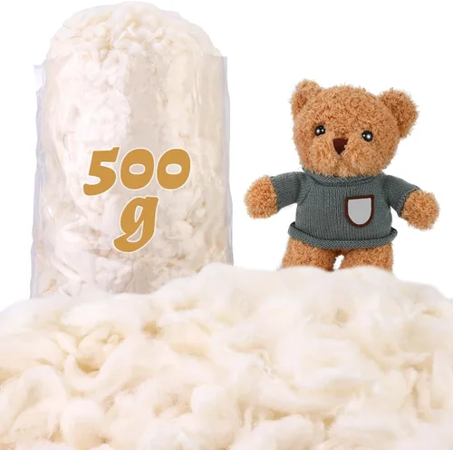 Miniatura 10 de Algodón de 4.4 libras para relleno de almohada, relleno de algodón natural suave, relleno de fibra cálida de algodón para animales de peluche