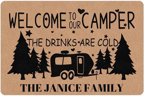 Miniatura 24 de Tapetes de camping con nombre personalizado con alfombras de caravana resistentes para alfombra de casa rodante Insdie de 24 x 16 pulgadas, 30 x 18