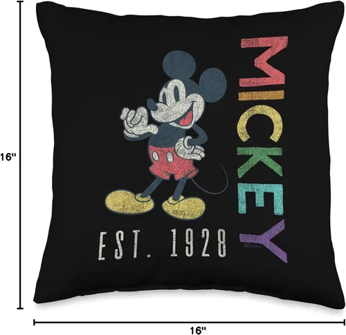 Miniatura 4 de Disney Mickey Mouse Est 1928 - Cojín con letras arcoíris (16.0 x 16.0 in), multicolor