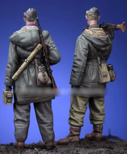 Miniatura 4 de Goodmoel Figuras de resina de infantería alemana de la Segunda Guerra Mundial 1/35 (2 personas), kit en miniatura de soldado sin montar y sin
