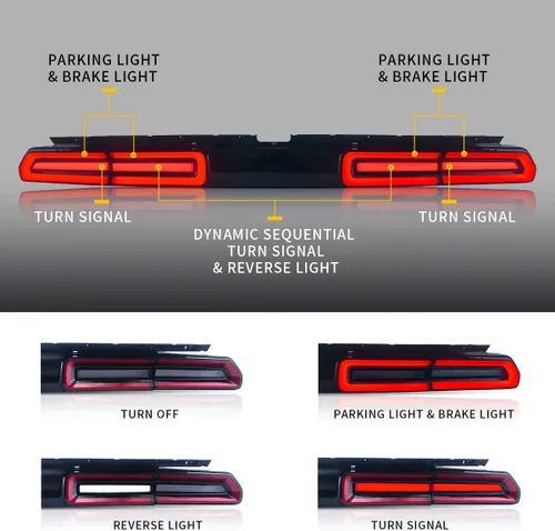 Miniatura 5 de VLAND - Luces traseras LED completas para Dodge Challenger Coupé 3ª generación 2008 2009 2010 2011 2012 2013 2014, con montaje de lámparas traseras