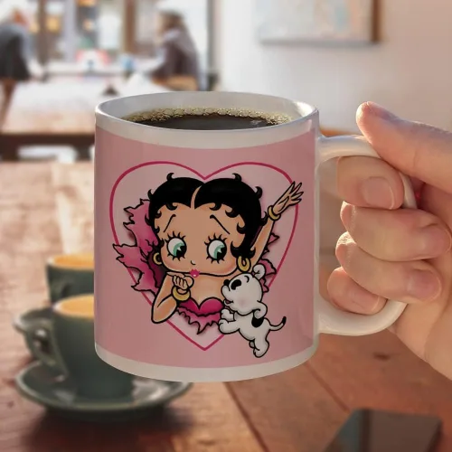 Miniatura 4 de Taza de café de cerámica con texto en inglés "I Love Betty Boop, novedosa taza de regalo para café, té y bebidas calientes, 11 onzas, color blanco