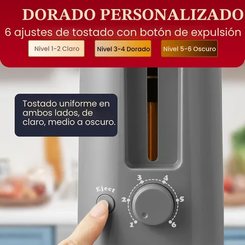 Miniatura 4 de Elite Gourmet ECT2517C SLIMTOAST™ Tostadora de 2 rebanadas, ranura larga, cuerpo de enfriamiento táctil, 6 ajustes de tostada y función