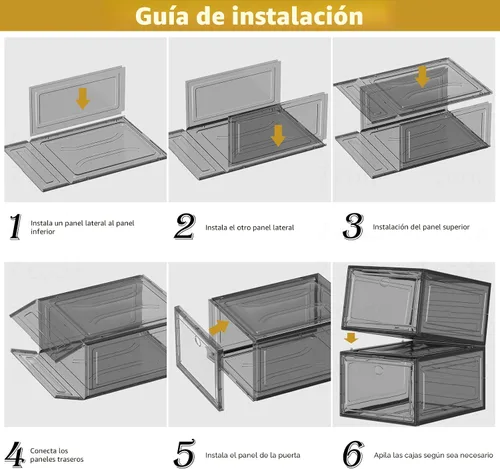 Miniatura 8 de Organizador de almacenamiento de zapatos de plástico transparente, grueso y resistente c/puerta magnética, cajas apilables, zapatero plegable